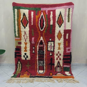 Custom Moroccan Red Rug, rug for living room, red moroccan rug, Authentic Moroccan rug, Red Berber Carpet, handmade azilal rug, red rug