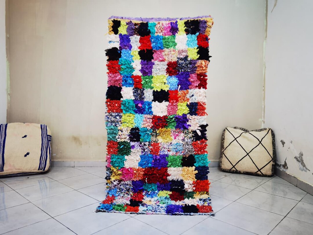 6x3 Vintage Boucherouite Rug: Colorful Berber Boho Rug - Etsy