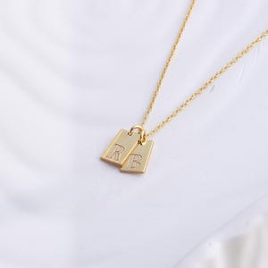 Personalized Initial Bar Necklace, Engraved Name Tag, Minimalist Gold or Silver Pendant, Custom Jewelry Gift for Women, Dainty Necklace