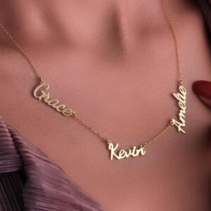 Custom Multiple Name Necklace, Family Name Tag Necklace, Personalized Gold Plated Name Pendant, Engraved Jewelry Gift for Mom or Loved Ones