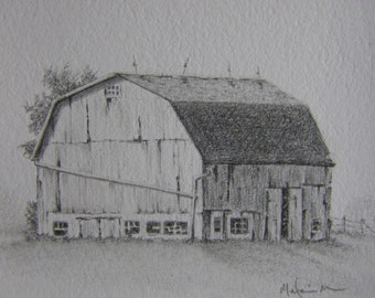 Old Barn Drawing Etsy