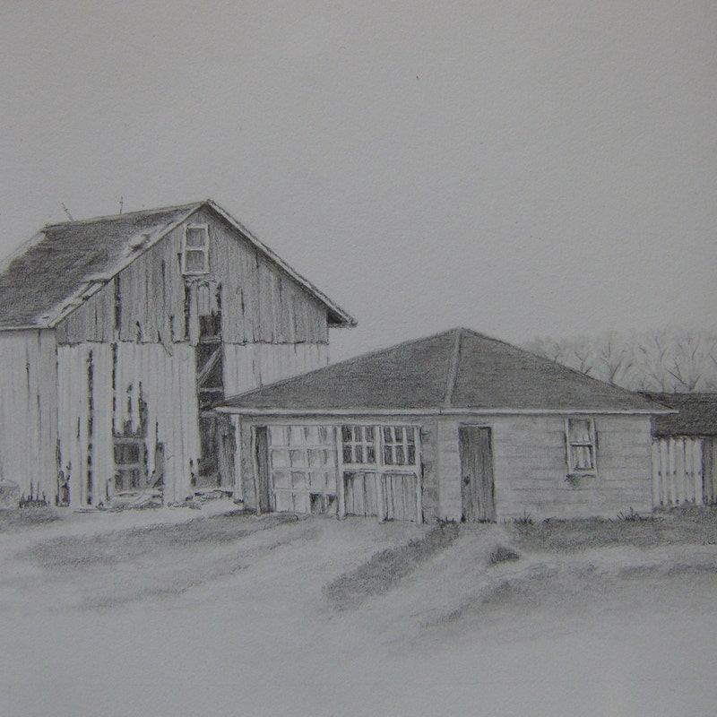 Pencil Drawings of Old Farms - Etsy