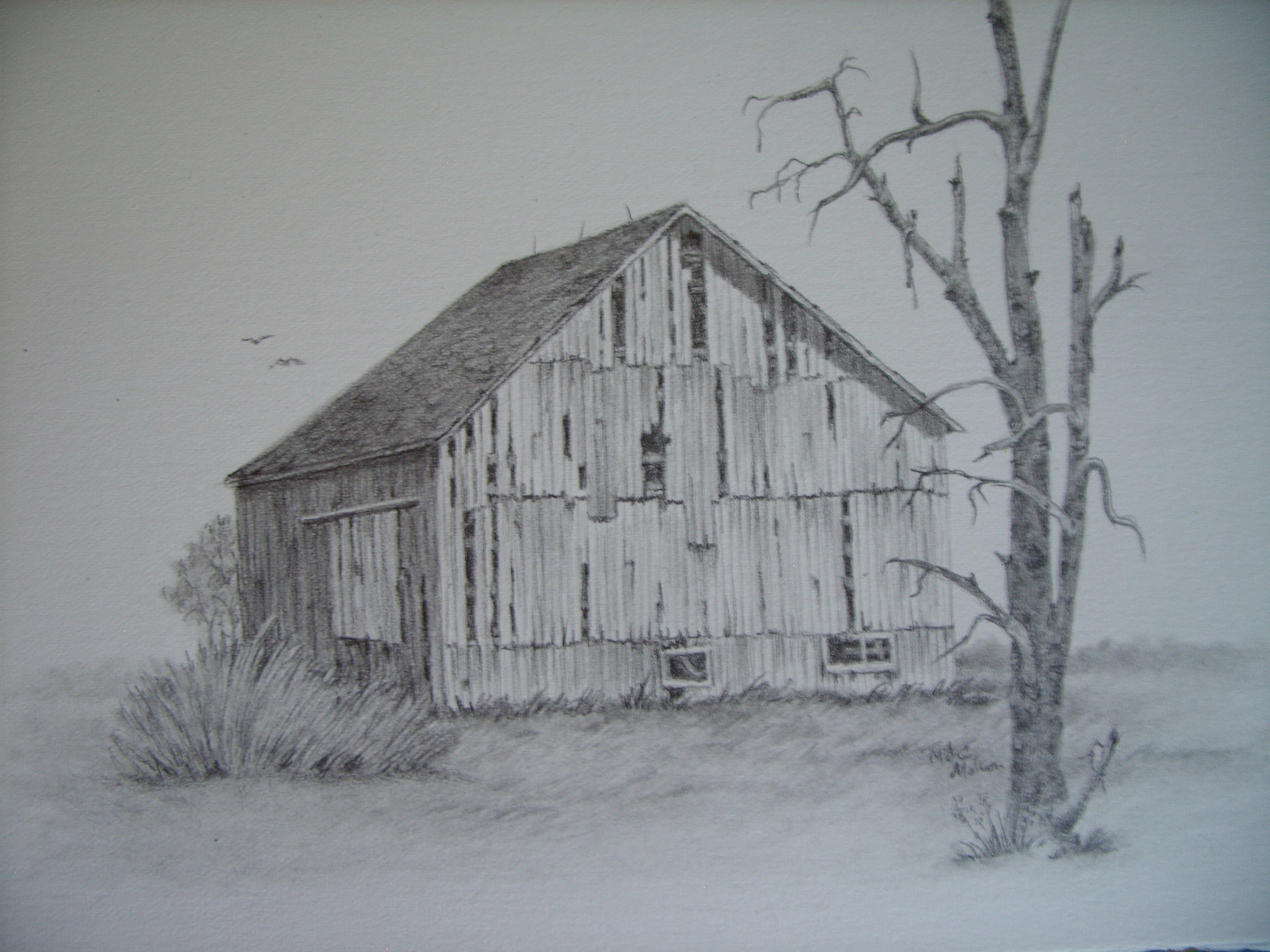 Barn Art Old Rustic Barn Drawing Original Art Graphite - Etsy