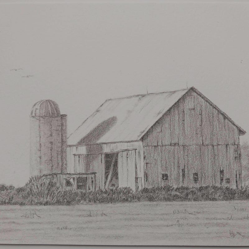 Pencil Drawings of Old Farms - Etsy