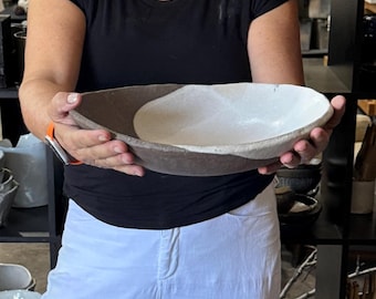 Ceramic serving Platter-Bowl Black & white - wabi sabi