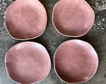 Platos llanos de cerámica rosa platos de vajilla UNO - vajilla hecha a mano