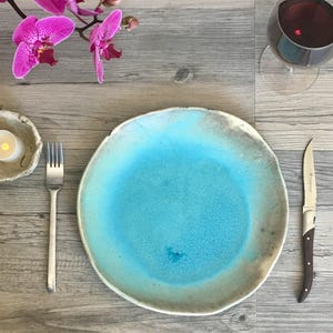 Aqua dinnerware set - Set for 4 - turquoise stunning tableware by Christiane Barbato