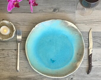 Aqua dinnerware set - Set for 4 - turquoise stunning tableware by Christiane Barbato