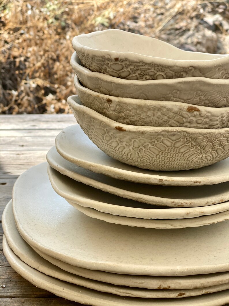 White Ceramic Dinnerware Set Set of 3 Handmade Dinner Etsy Canada