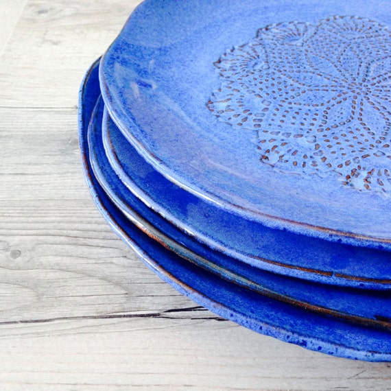 Items similar to Blue Dinnerware set, Handmade Ceramic Dinnerware