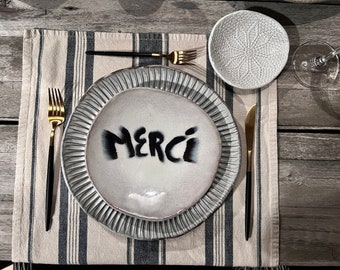 Salad plates gratitude Merci Gracias set of 4