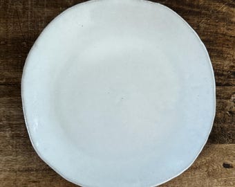 White ceramic dinner  plates - OFF white - white on red&quot; handmade ceramic dinnerware - tableware - wedding gift
