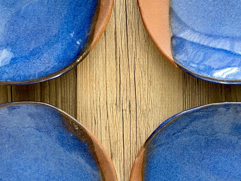 Terracotta & Blue Ceramic Salad Plates Set of 4 Etsy