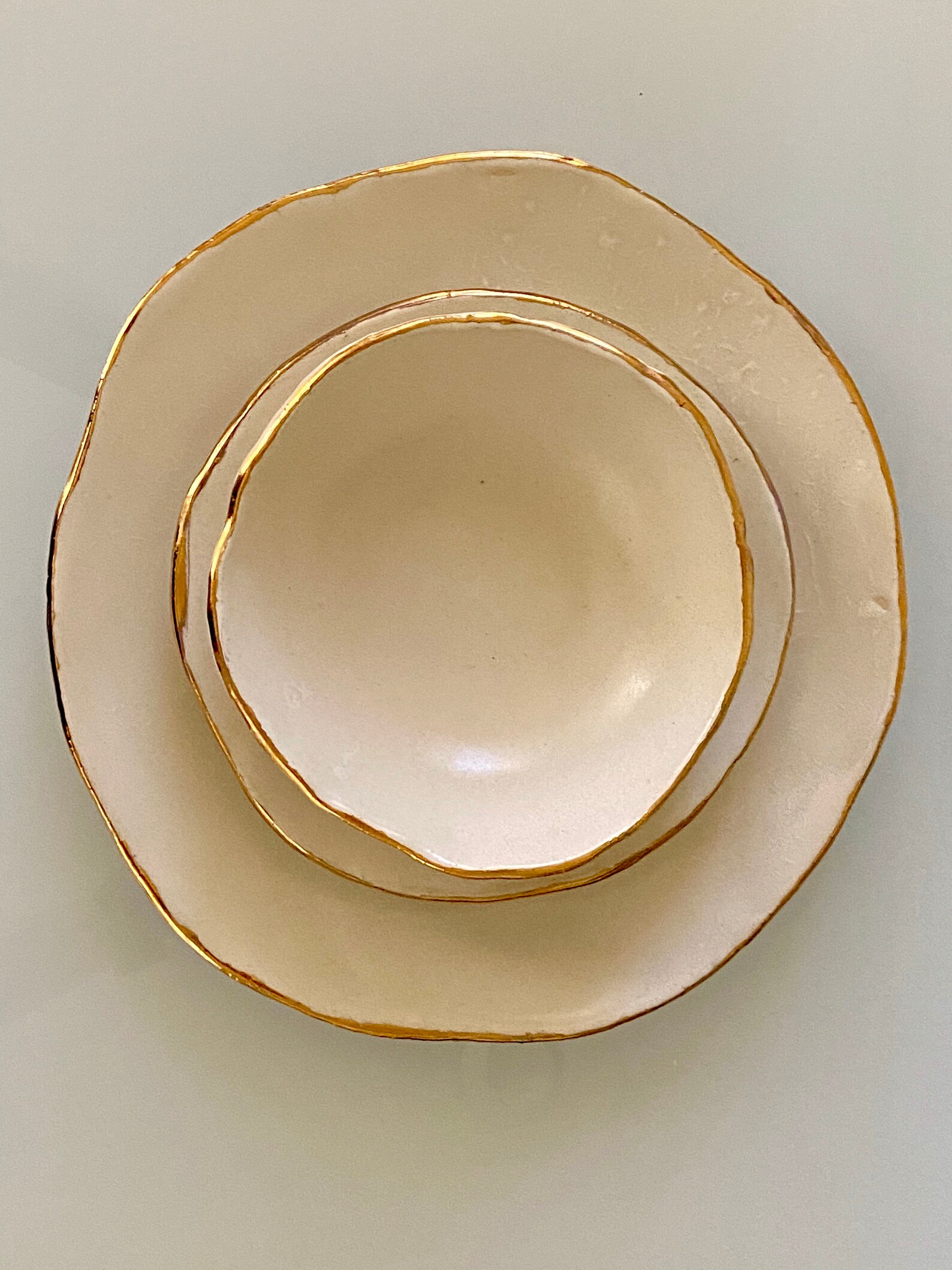 White and Gold Ceramic Dinnerware Set 22 Karat Goldhandmade Etsy Canada