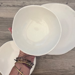 White ceramic dinnerware set - set of 3 - handmade dinner plate - ceramic dinner plate