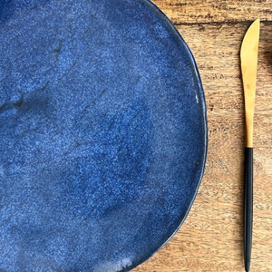 Blue ceramic dinner plates Set of 4 handmade ceramic dinnerware tableware wedding gift image 4
