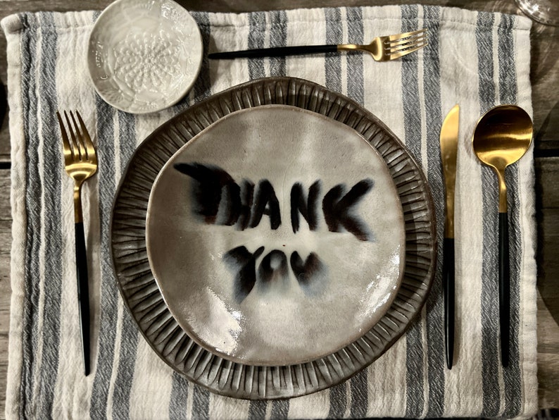 Salad plates gratitude Merci Gracias set of 4 image 7