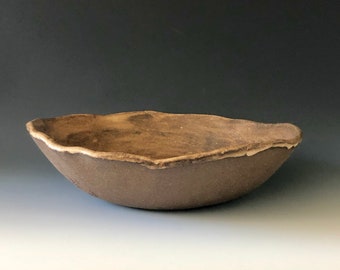 Large Ceramic Serving Bowl in Salted Caramel Amber  contemporary modern wabi sabi aesthetic Gold Grande