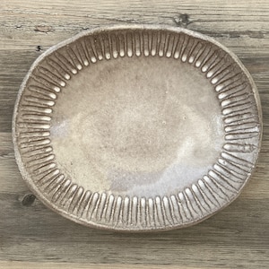 Wabi-Sabi Ceramic Serving Platter: Scalloped Oval Centerpiece