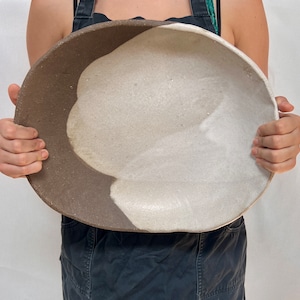 Ceramic serving Platter-Bowl Black & white - wabi sabi
