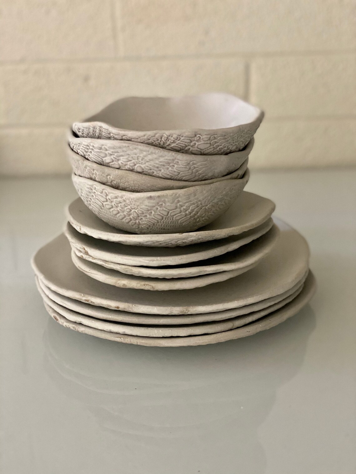 White Ceramic Dinnerware Set Set of 3 Handmade Dinner Etsy