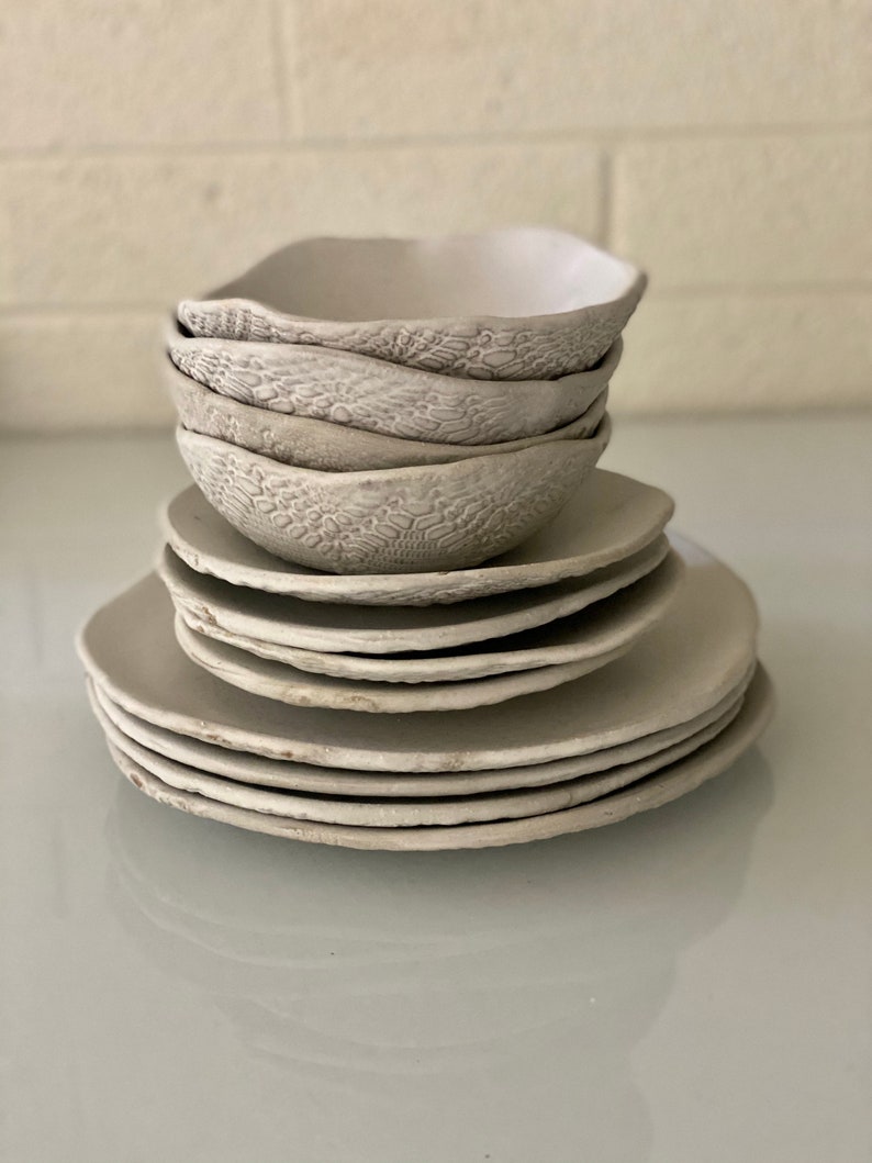 White Ceramic Dinnerware Set Set of 3 Handmade Dinner Etsy Canada