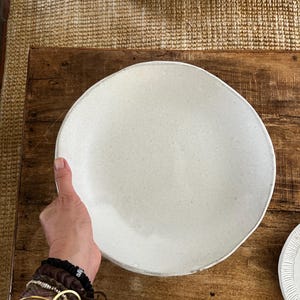 White Ceramic Dinner Plate  Handmade Dinner Plate  Luxury Tableware  Michelin Restaurant Plate | Modern Dinnerware