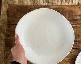 White Ceramic Dinner Plate  Handmade Dinner Plate  Luxury Tableware  Michelin Restaurant Plate | Modern Dinnerware