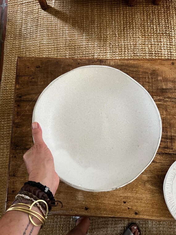 Weißer Keramik-Speiseteller, handgefertigt, luxuriöses Geschirr, Michelin-Restaurant-Teller | Modernes Geschirr