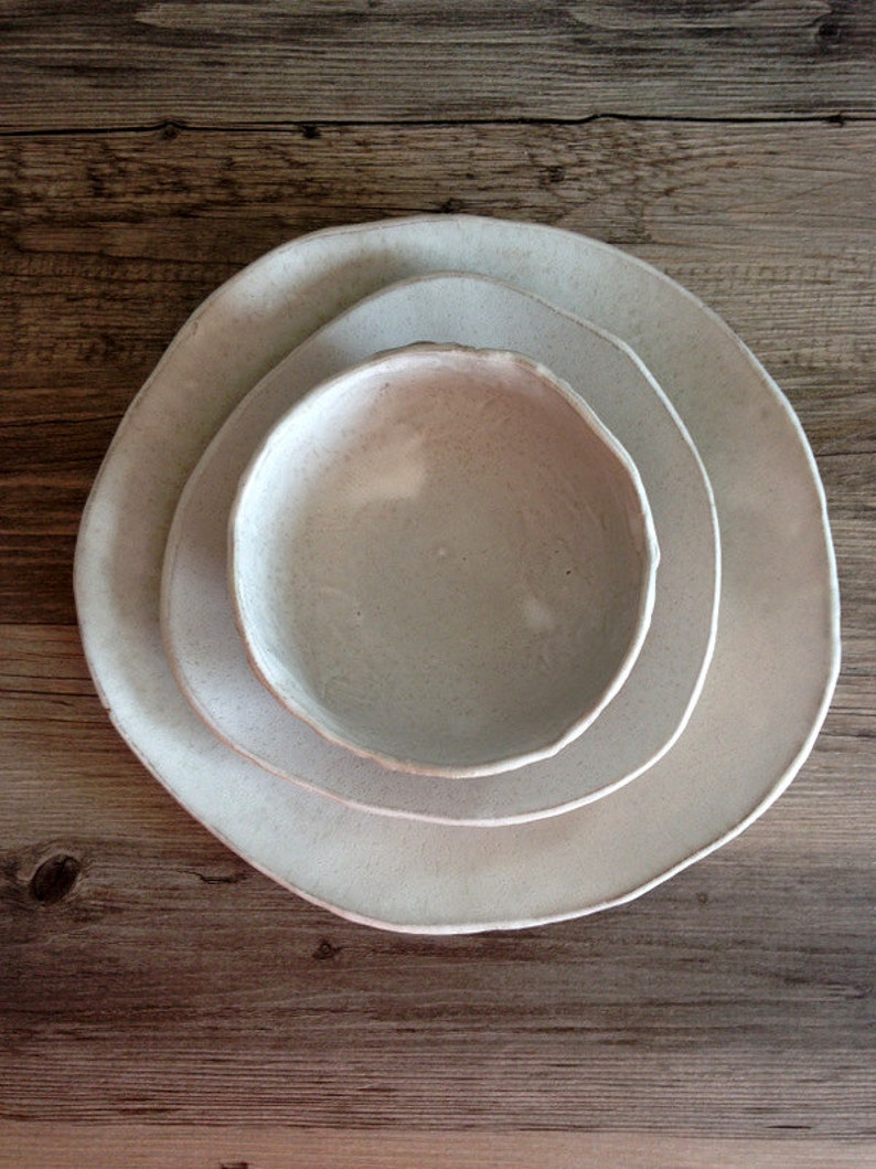 Ceramic Dinner Plates White Dinnerware Plates Set of 4 Etsy