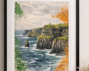 Cliffs of Moher Wall Art Print | Co. Clare Ireland Poster | Irish Coastal Landscape (Digital Download)