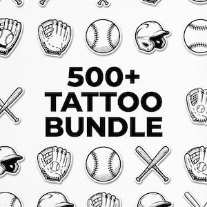 500+ Baseball Tattoo Designs Bundle, Minimalist Sport Tattoo Flash Stencils (Instant Download)