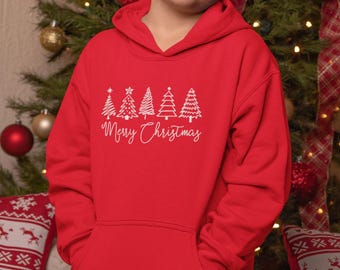 Merry Christmas Kids Christmas Hoodie - Festive Xmas Gift Idea | Cute Holiday Outfit | Cozy Winter Apparel | Present for Boys and Girls
