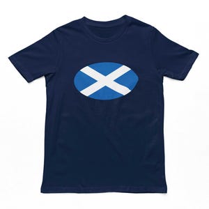 Scotland Rugby Ball Flag Adults T-Shirt - Men&#39;s Unisex Scotland Rugby Tshirt, Scottish Rugby Tops, Cotton Tee, Rugby Lover