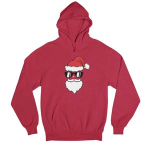 Santa Face Christmas Kids Hoodie |  Children&#39;s Xmas Pullover Novelty Jumpers, Boys Girls Hooded Sweatshirt, Festive Outfit Hoody