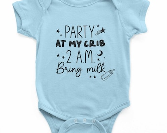 Party At My Crib 2AM Baby Grow - Funny Cute Novelty Baby Onesie, Baby Grow, Baby Outfit For Boys & Girls