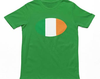 Ireland Rugby Ball Flag Adults T-Shirt - Men's Unisex Irish Rugby Tshirt, Ireland Rugby Top, Cotton Tee, Rugby Lovers