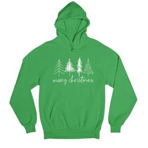 Merry Christmas Trees Kids Hoodie |  Children&#39;s Xmas Pullover Novelty Jumpers, Boys Girls Hooded Sweatshirt, Festive Toddler Outfit