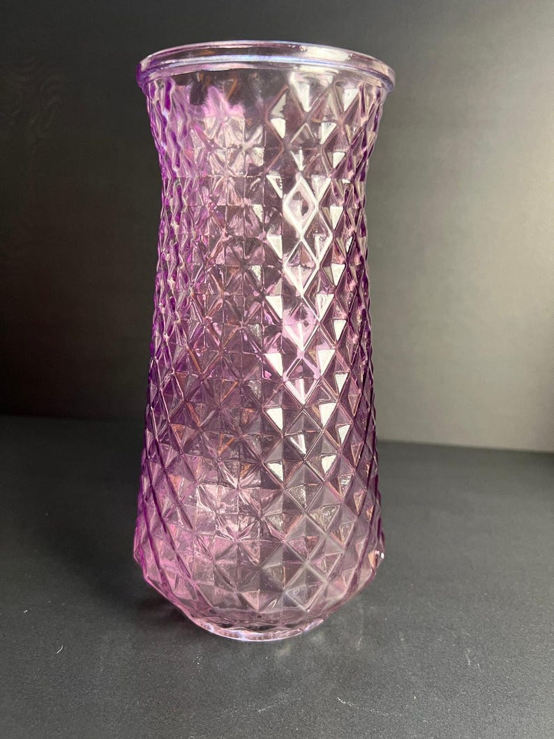 Vintage Paula DPS Pink Diamond Point Glass Vase - Mid Century Textured ...