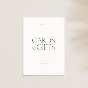 d'enseigne minimaliste pour cartes et cadeaux | Design noir et blanc modifiable | Plaque de réception de mariage moderne [COLLECTION MINIMALE]