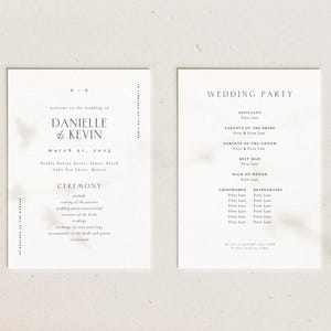 Minimalistisches Hochzeitsprogramm | 5x7 doppelseitiges Canva Zeremonie Layout | Bearbeitbare moderne Ordnung des Service