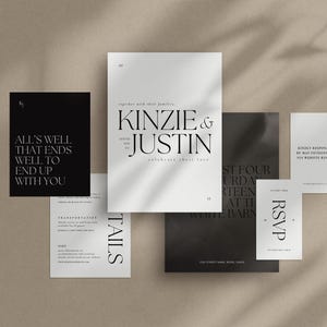 Conjunto de convites para casamento | Salve as datas, cartões de RSVP, cartão de detalhes do casamento | Modelo editável do Canva, Conjunto de convites para casamento moderno [COLEÇÃO MODERNA]