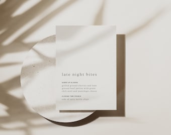 Minimalist Wedding Dinner Menu Template: Modern Reception (Canva, 5x7, Digital Download)