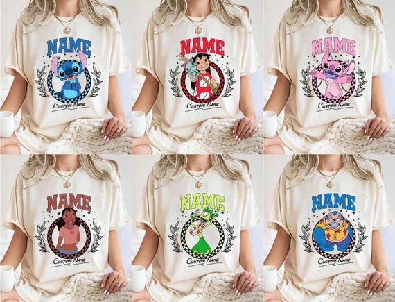 Custom Name Lilo And Stitch Family Matching Shirts, Ohana Family Disney Shirt, Personalized Stitch Kids Toddler Birthday Gift Tee