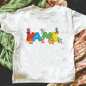 Super Mario Custom Name Shirt,Super Mario Character Shirt,Super Mario Birthday Party Shirt,Mario & Friends Party Shirt,Custom Mario Shirt