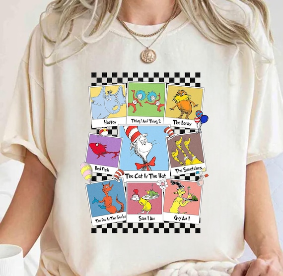 Read Across America T-shirt,Reading Day Shirt,Reading Friends Tee,,Cat In The Hat,Cute Animal Book Characters Shirt For