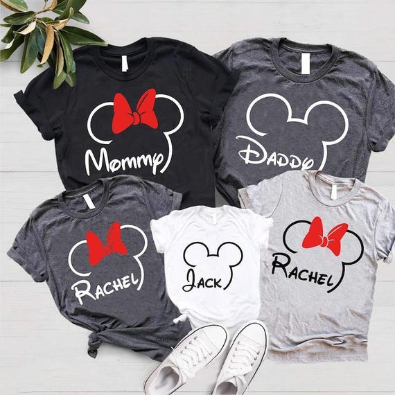 Custom Disney Family Trip Shirt, Matching Family Disney Shirt, Mickey and Minnie Mouse Ears Family Shirts, Personalized Names Disney Shirt