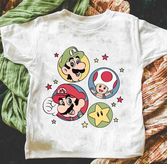 Mario Luigi Toad Star Shirt, Retro Pastel Mario Friends Tee, Cute Gamer Top, Cute Gamer T-Shirt, Video Game Fan Tee