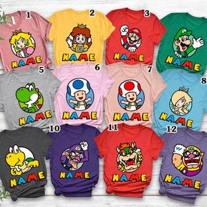 Super Mario Family Shirt,Super Mario Character Shirt,Super Mario Birthday Party Shirt,Mario & Friends Party Shirt,Personalized Mario Shirt
