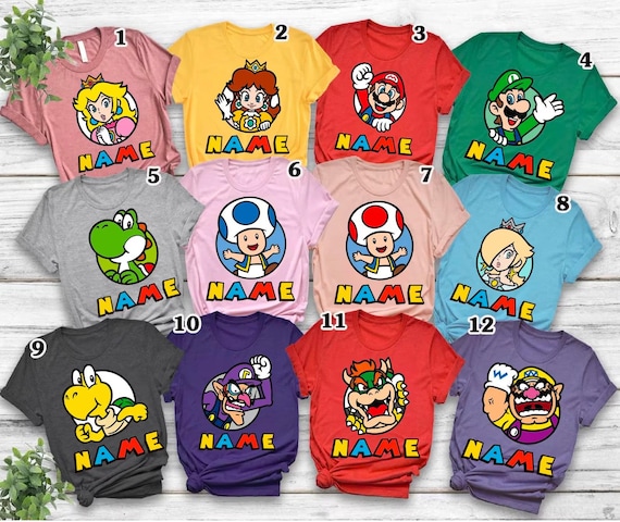 Super Mario Family Shirt,Super Mario Character Shirt,Super Mario Birthday Party Shirt,Mario & Friends Party Shirt,Personalized Mario Shirt